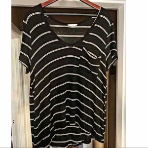 Lush - Slouchy Soft Black and White Striped Tee